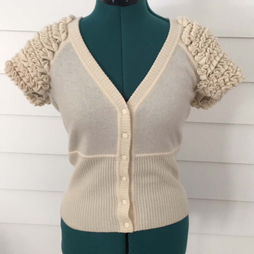Catherine Malandrino Ivory Cashmere Cap Sleeve Top